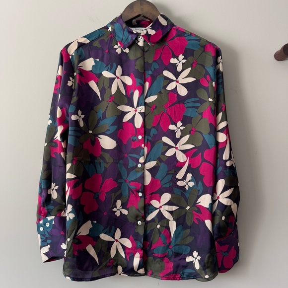 HAVER & BLAIR LONDON RETRO LONG SLEEVE BUTTON UP BLOUSE SIZE XS - Picture 2 of 7